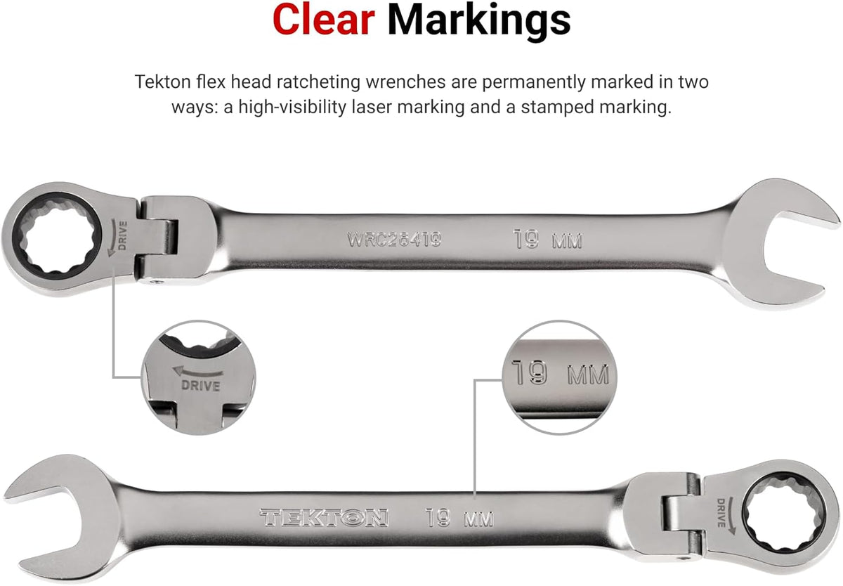 TEKTON Flex Head 12-Point Ratcheting Combination Wrench Set with Modular Organizers, 11-Piece (1/4-3/4 in.) | WRC95300