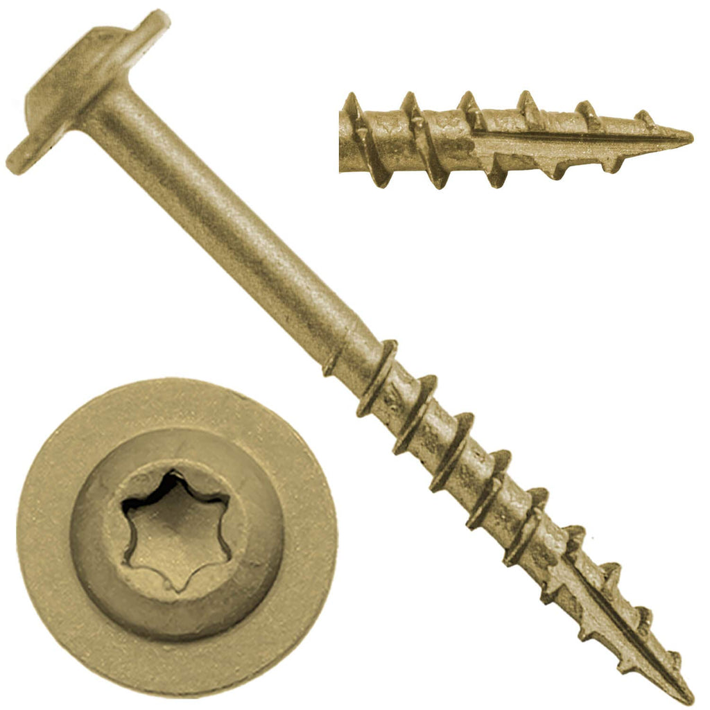8 x 1-5/8' Bronze Star Multipurpose Torx/Star Drive Head Exterior Coated Modified Truss Head Cabinet Wood Screw - Full Box 3000 Screws