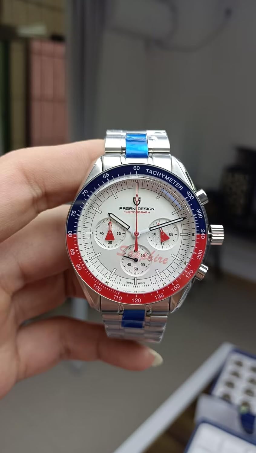 Pagani Design 1701 V3 Men's Chronograph Quartz Dial 40mm VK63 Movement Stainless Steel Mirror Sapphire Watch 100 Meter Water Resistant Sport Watch