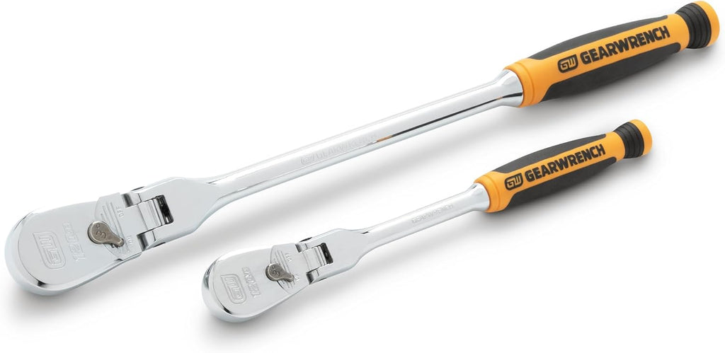 GEARWRENCH 2 Piece 1/4inch and 3/8inch Drive 120XP Flex Head Teardrop Ratchet Set, Dual Material - 81204P