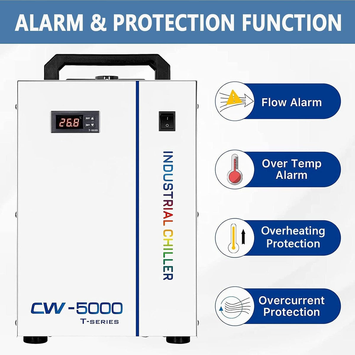 S&A Genuine CW-5000 TG Industrial Water Chiller Cooling Water for 40W 60W 80W 100W 130W CO2 Laser Engraver Cutting Machine