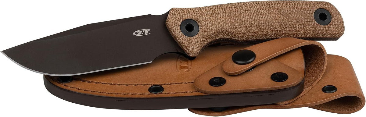 Zero Tolerance 0004, ZT Original Design, Full Tang Fixed Blade Knife, Made in the USA, CPM Cru-Wear, Leather Sheath