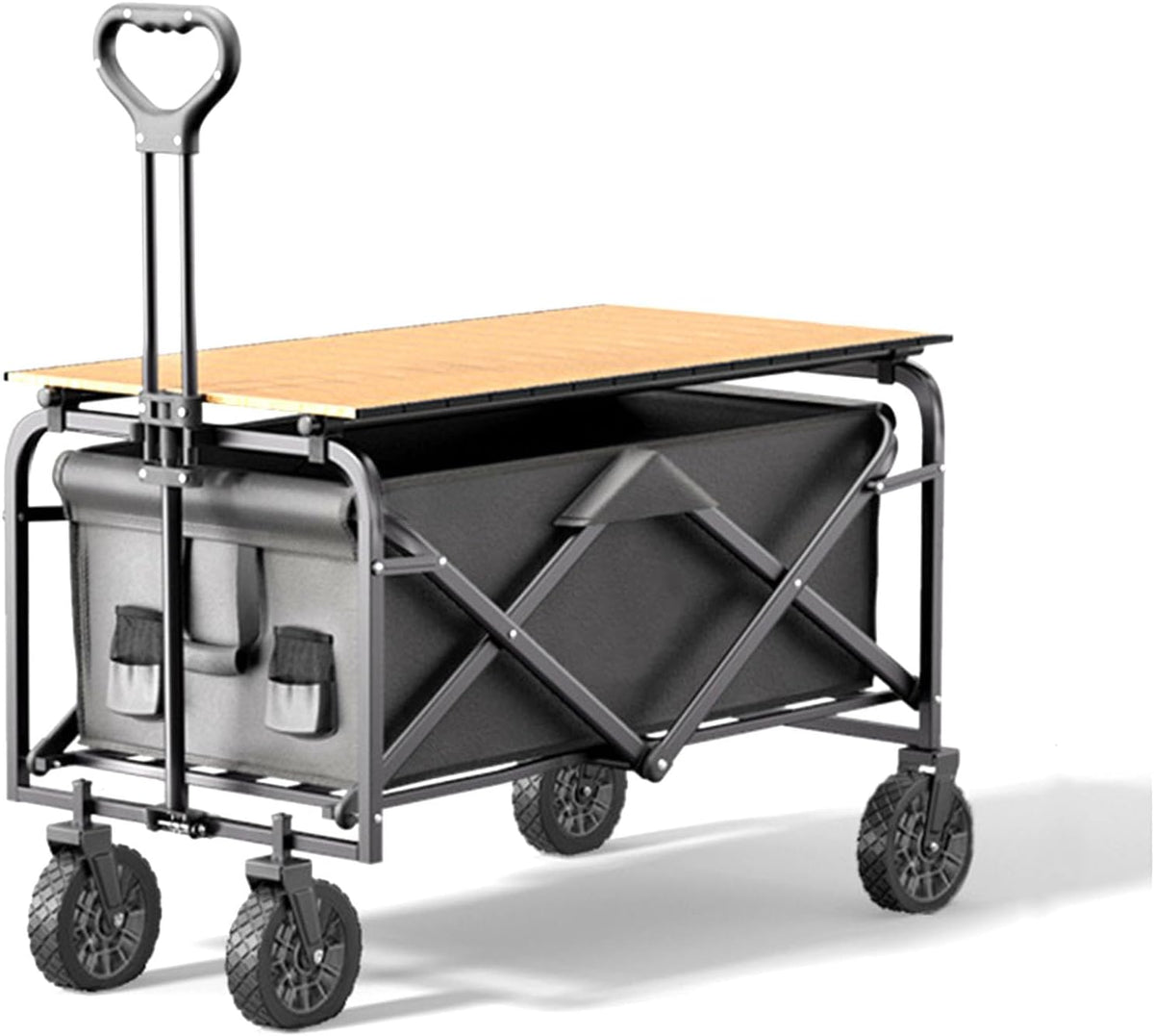 Garden Carts,Collapsible Wagon,Sports Outdoor Utility Wagon Garden Wagon Sports Steel Frame Foldable Yard Car Camping Cart Foldable Table Board Rubber Wheel BBQ