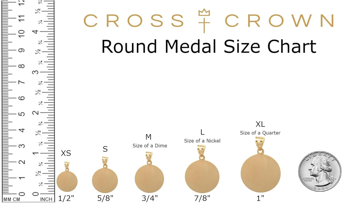 14k Yellow Gold and White Gold Polished Saint Christopher Pendant Medal Necklaces for Men and Boys