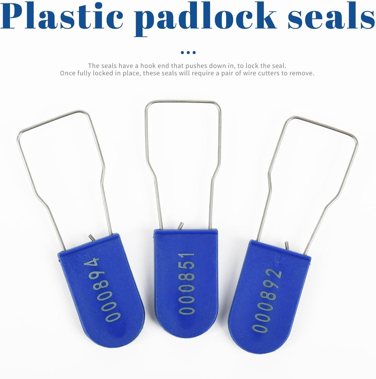 1000pcs Security Metal Wire Padlocks, Plastic Security Seals Disposable Anti-Tamper Tag Locks with Numbered Anti Tamper Tag Hasps (Blue, 1000pcs)