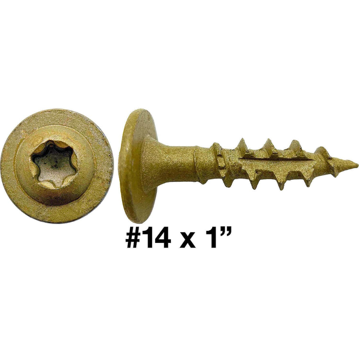 Jake Sales #14 x 1 Construction Lag Screw - Torx/Star Drive Heavy Duty Structural Lag Screw - Exterior Coated - ACQ Compatible - Modified Truss Washer Head. (10 x 100 Count CASE -1,000 Screws)
