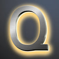 Backlit Illuminated LED House Numbers For Outside 16 Inch, Lighted Address Signs For House, Large Modern Illuminated Address Number, Brushed Silver, Warm White Light,Q
