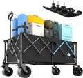 Homebetta 48' XL Collapsible Wagon Cart, 400L Heavy Duty Folding Wagon with All-Terrain Wheels and Sled Board, 560 lbs Capacity Utility Wagon for Camping, Garden, Sports, Beach and Shopping