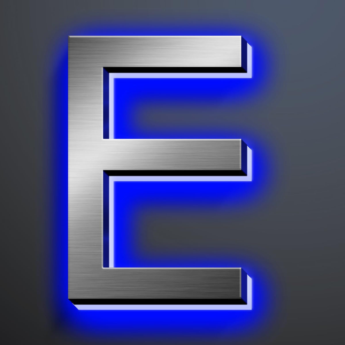 Illuminated Address Number 20 Inch, Backlit Illuminated LED House Number Enhanced Visibility, Modern Stainless Steel Lighted Address Signs, Brushed Silver, Blue Light,E