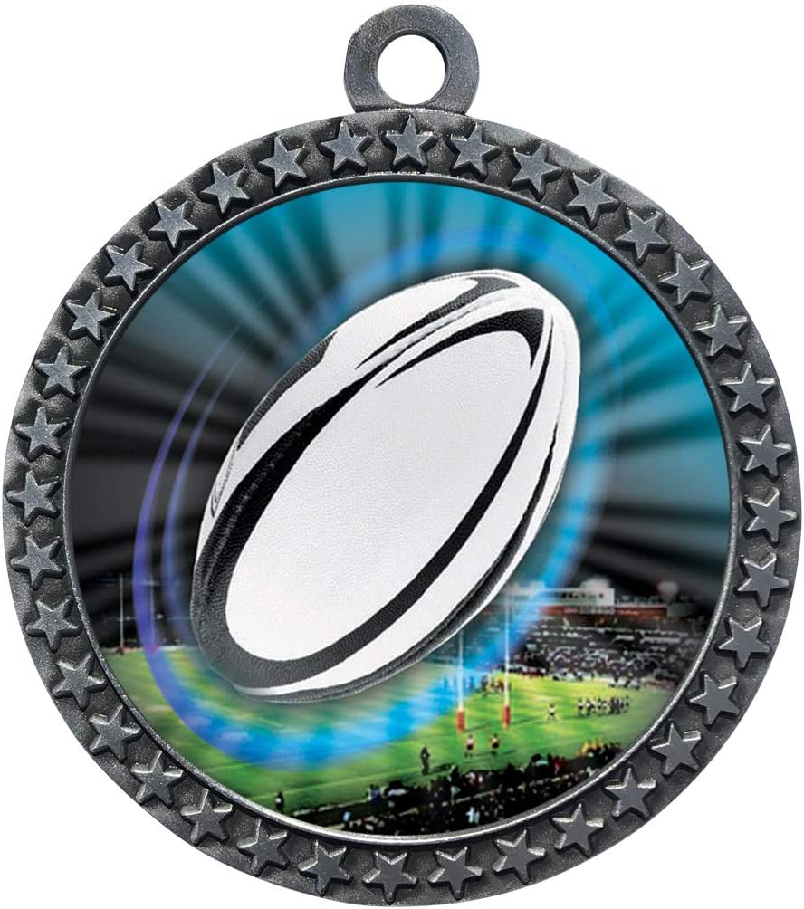 Express Medals Engraved 1 to 50 Packs Engraved Rugby Silver Medal Trophy Award with Personalized Custom Text LD212-MY486
