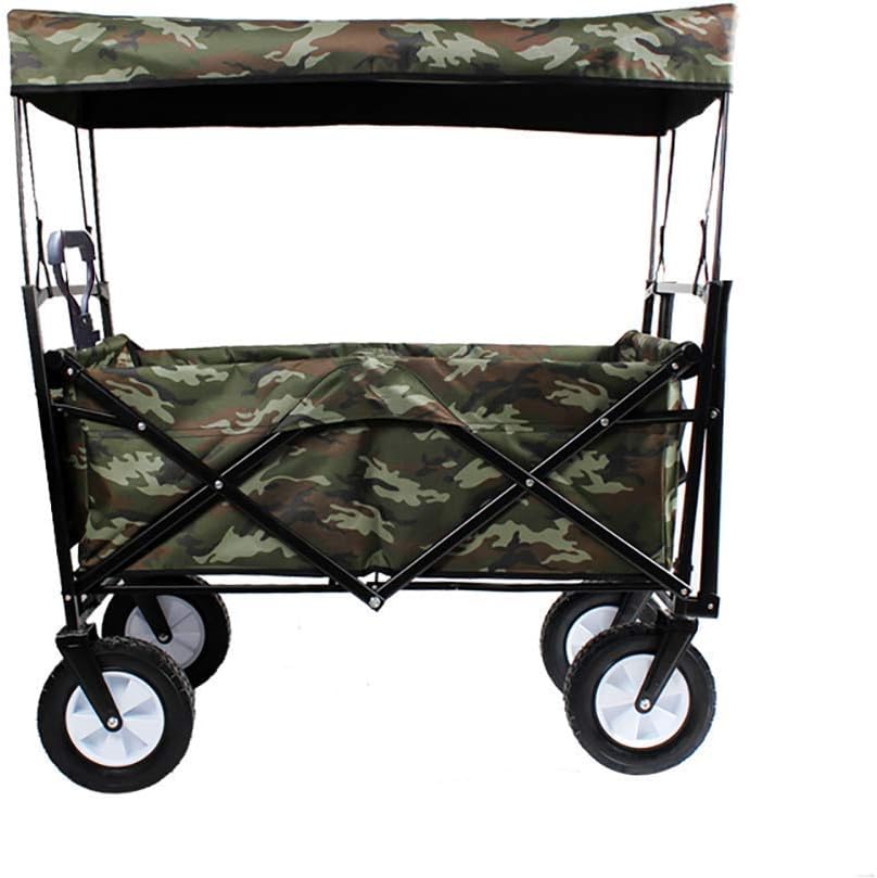 Trolley Foldable Multi-Purpose Travel Sports Outdoor Trolley with a Canopy Large Capacity of 80KG and a Tiltable Handle Used for Shopping in Various Places (B)