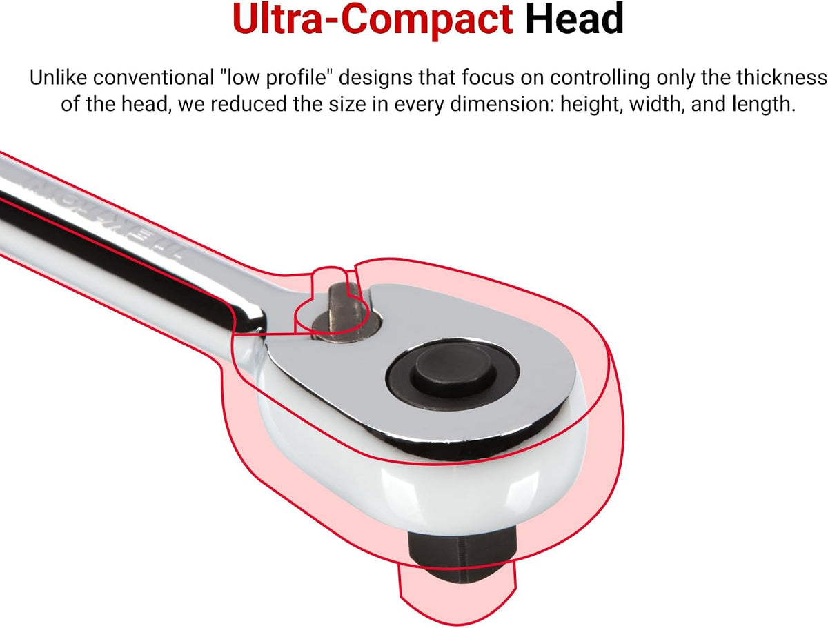 TEKTON 1/4, 3/8, 1/2 Inch Drive Quick-Release Comfort Grip Long Ratchet Set, 3-Piece (9, 12, 18 in.) | SRH99124