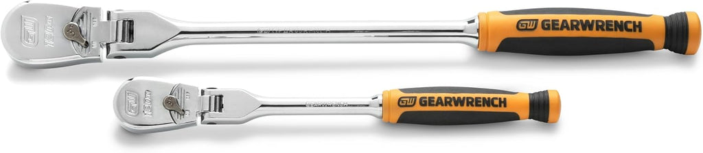 GEARWRENCH 2 Piece 1/4inch and 3/8inch Drive 120XP Flex Head Teardrop Ratchet Set, Dual Material - 81204P