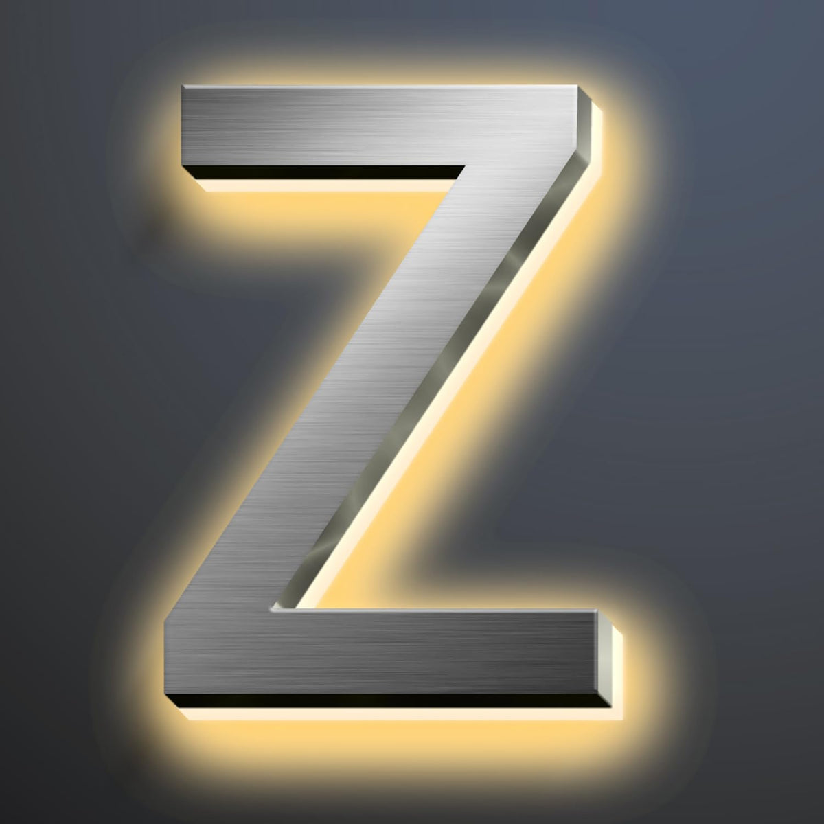 Backlit Illuminated LED House Numbers For Outside 16 Inch, Lighted Address Signs For House, Large Modern Illuminated Address Number, Brushed Silver, Warm White Light,Z
