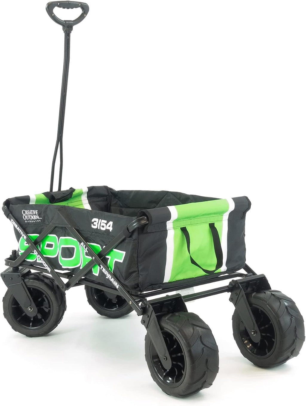 Creative Outdoor Push Pull Beach Hauler XXL, Collapsible and Portable Folding Wagon Cart, 200lbs Weight Capacity, Sport Series, Beach, Park, Garden Sports & Tailgate, (Green/Black Sport)