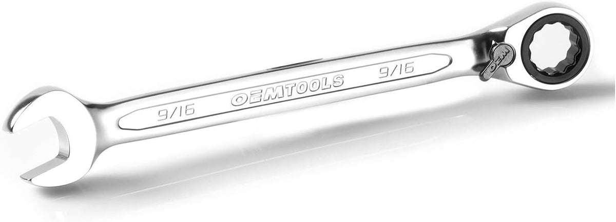 OEMTOOLS 23989 8PC R Reversible SAE Ratchet Wrench Set, CR-V 5/16'-3/4' Wrenches, Offset Jaw Ratchet Wrenches, Posi-Grip SAE Wrench Set, EVA Storage Case Wrench Organizer