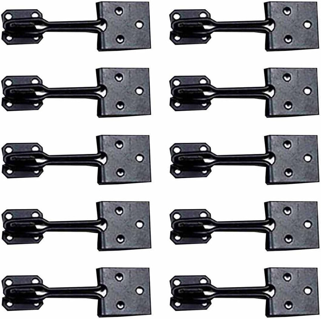 Renovators Supply Manufacturing Black Wrought Iron Wire Hasp Lock 3' X 1' Rust Resistant Antique Wire Style Hasp Latches Safety Padlock Clasps for Cabinets, Chests Or Doors with Screws Pack of 10