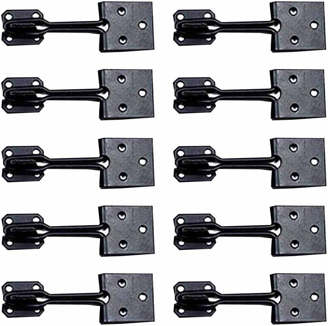 Renovators Supply Manufacturing Black Wrought Iron Wire Hasp Lock 3' X 1' Rust Resistant Antique Wire Style Hasp Latches Safety Padlock Clasps for Cabinets, Chests Or Doors with Screws Pack of 10