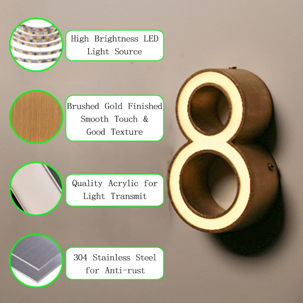 20' Modern Illuminated House Number Sign, Backlit Floating LED House Numbers For Outside, Waterproof Lighted Address Numbers For Home House, Warm Light,N