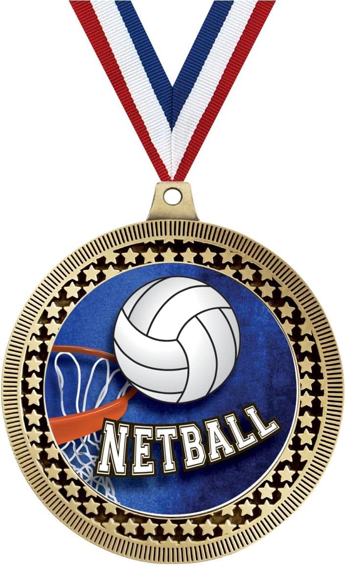 Crown Awards 2.75' Netball Award Medal, Gold Vega Netball Team Trophy Award Includes Free Neck Ribbon