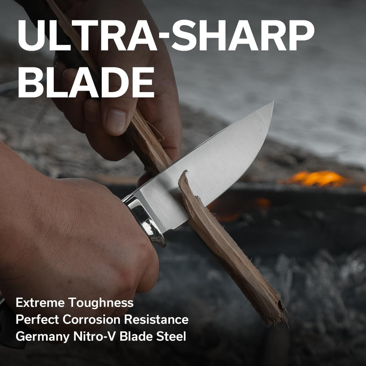 CIVIVI EDC Fixed Blade Knife with Leather Sheath, 4.6' Nitro-V Blade G10 Handle, Full Tang Cloud Peak Knife with Lanyard and Nickel Silver Guard C23044-2 (Green)