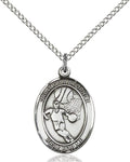 Bonyak Jewelry St. Christopher - Basketball Hand-Crafted Oval Medal Pendant in Sterling Silver