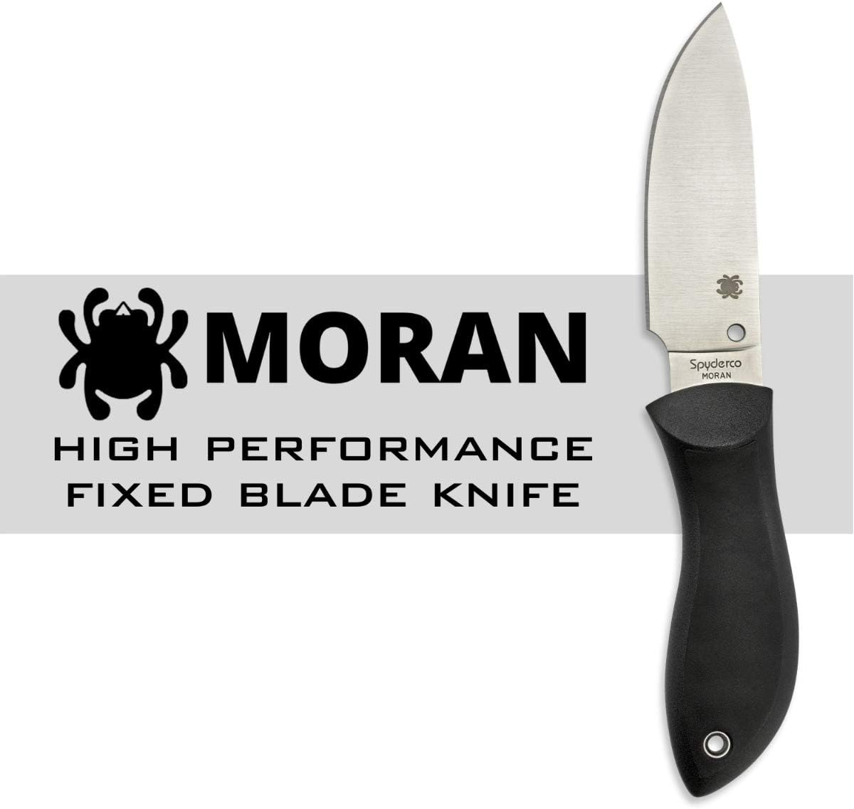 Spyderco Moran Drop Point Fixed Blade Knife with 3.92' VG-10 Stainless Steel Blade and Premium Custom-Molded Boltaron Sheath - PlainEdge - FB02P