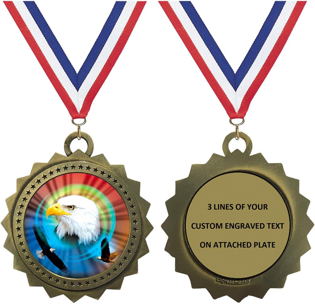 1 to 50 Packs Eagle Gold Medals Trophy Award with Free Custom Engraving D03-MY472
