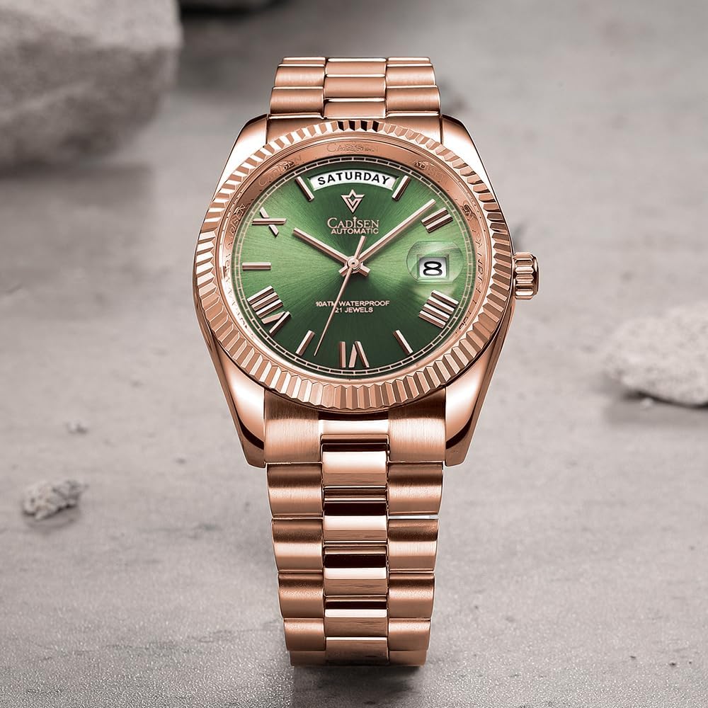 CADISEN Men's Automatic MIYOTA 8285 Mechanical Watch Casual Watches for Men Waterproof Sapphire