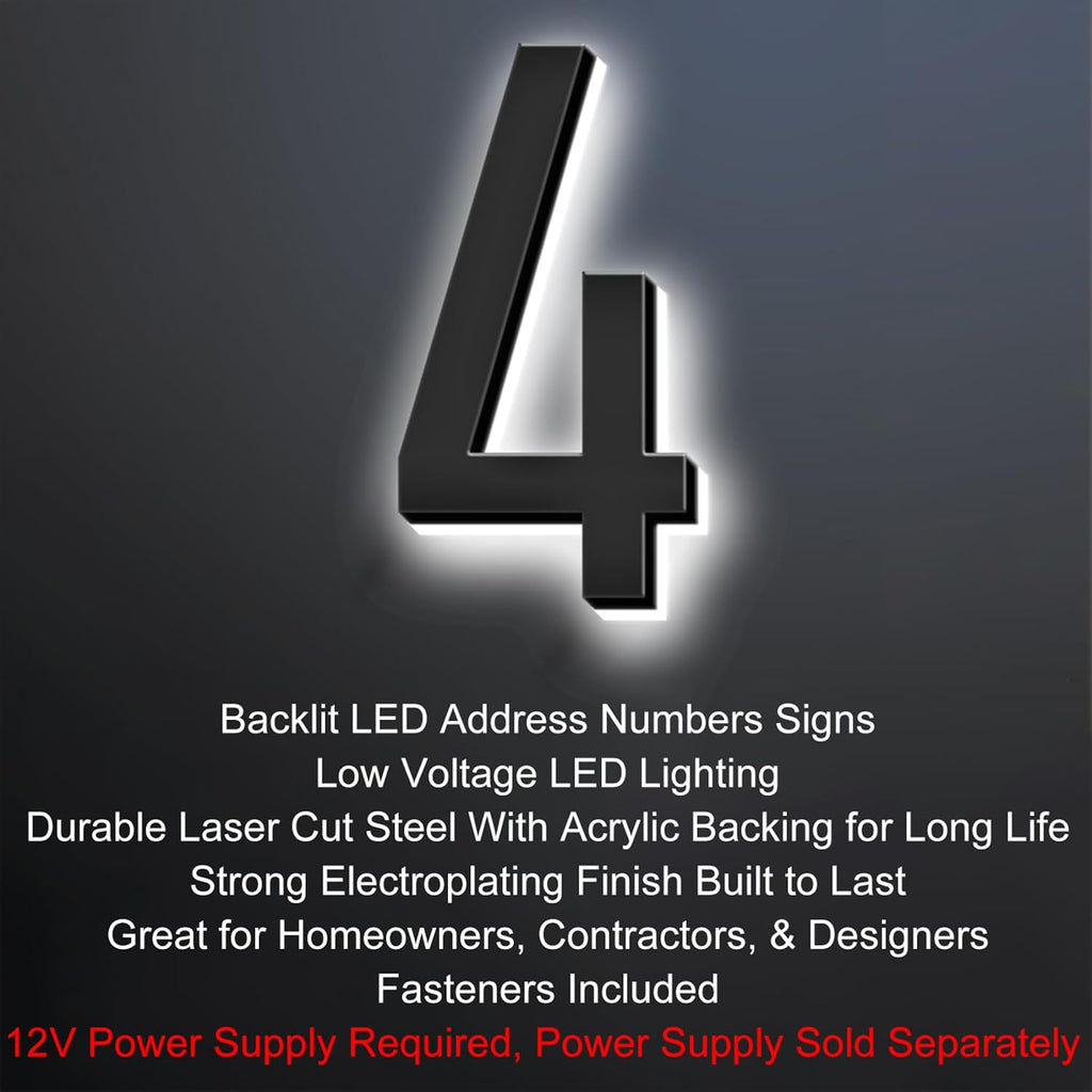 Address Numbers LED, Backlit Floating LED Home Address Numbers, Stainless Steel Lighted House Number For Outdoor.,45,C