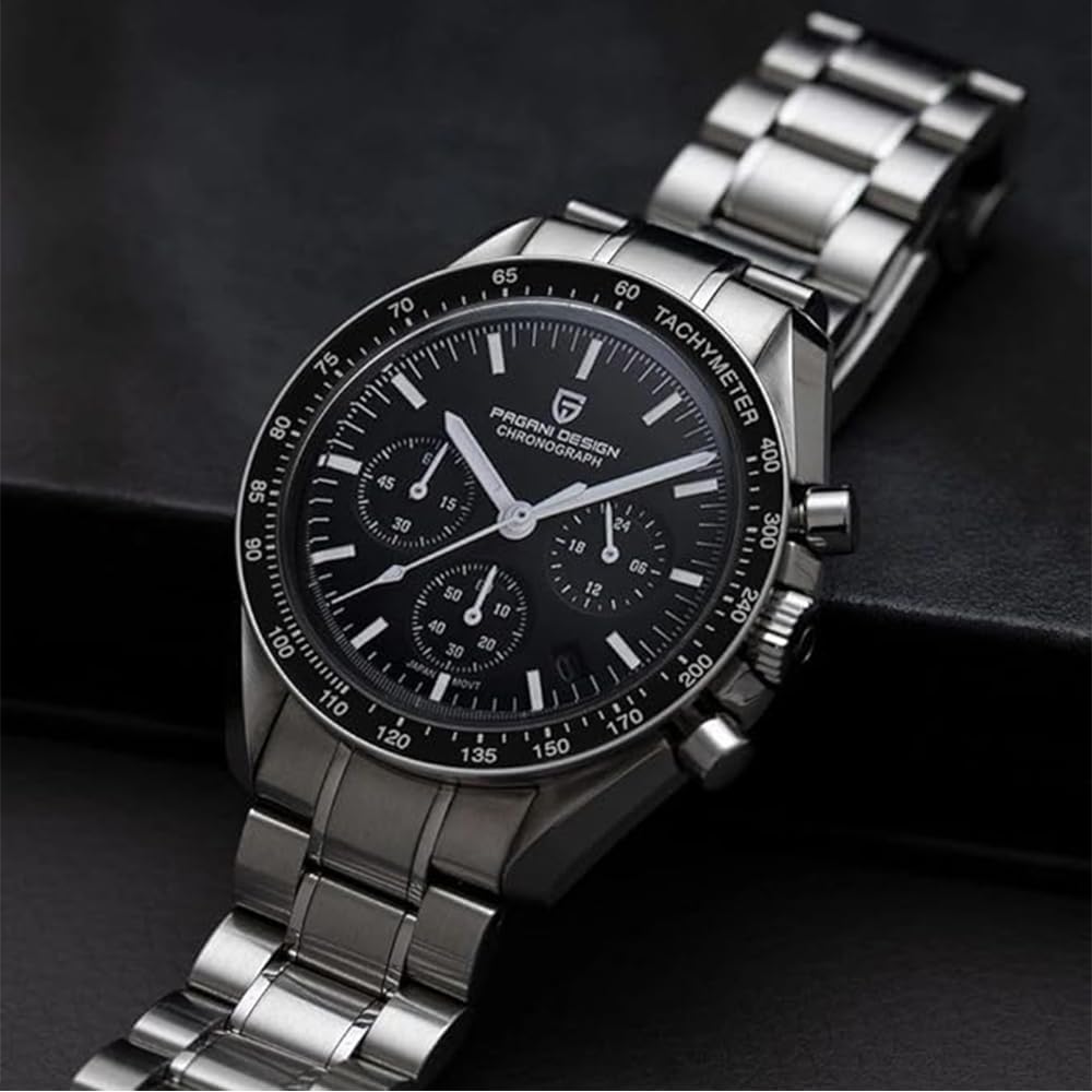 Pagani Design 1701 V3 Men's Chronograph Quartz Dial 40mm VK63 Movement Stainless Steel Mirror Sapphire Watch 100 Meter Water Resistant Sport Watch