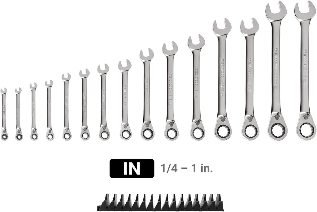 TEKTON Reversible 12-Point Ratcheting Combination Wrench Set with Modular Organizers, 15-Piece (1/4-1 in.) | WRC94301