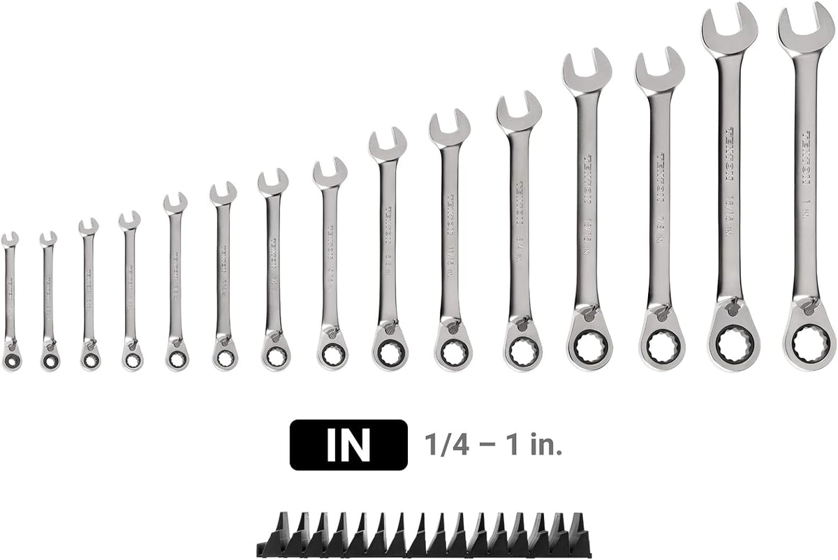 TEKTON Reversible 12-Point Ratcheting Combination Wrench Set with Modular Organizers, 15-Piece (1/4-1 in.) | WRC94301