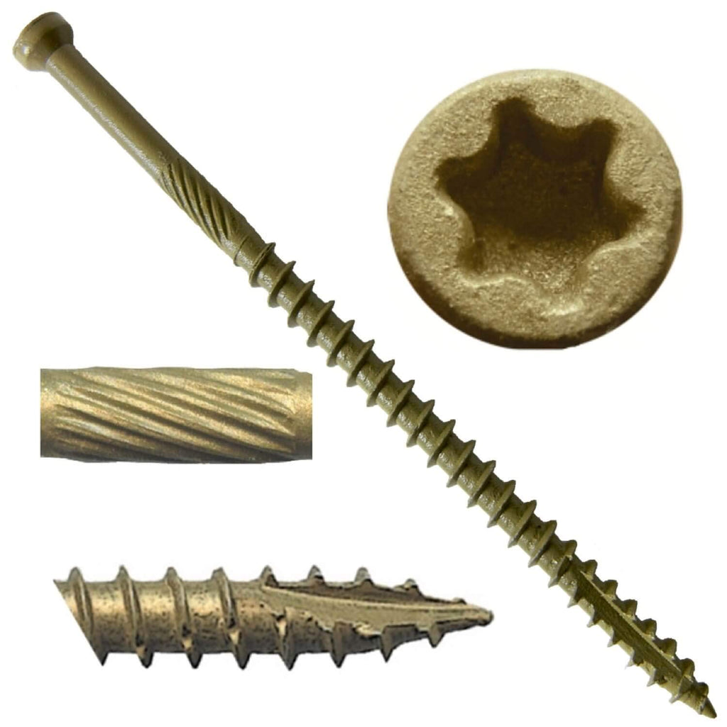 #7 x 3 Bronze Coated Tiny Finish Head Multipurpose Wood Screw - Torx/Star - ACQ Compatible 5 POUNDS CASE 5,310 Screws