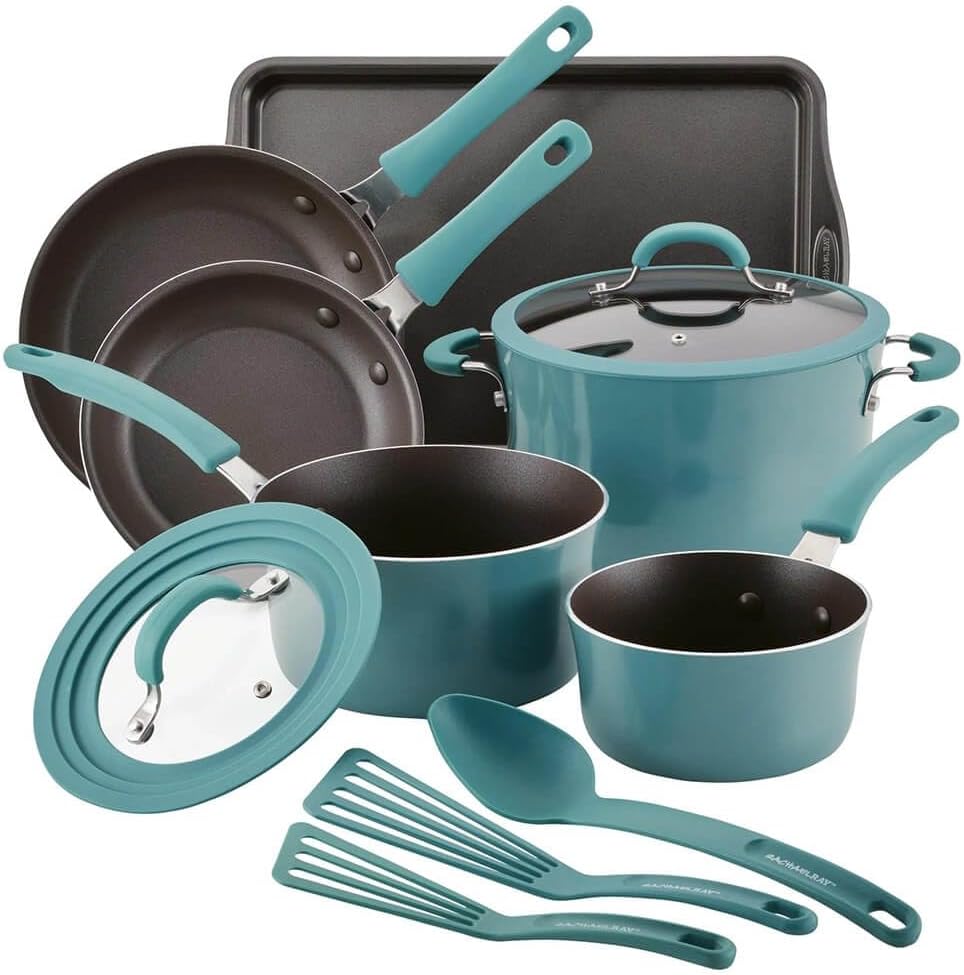 Rachael Ray 14747 11-Piece Nonstick Cookware Set - Blue