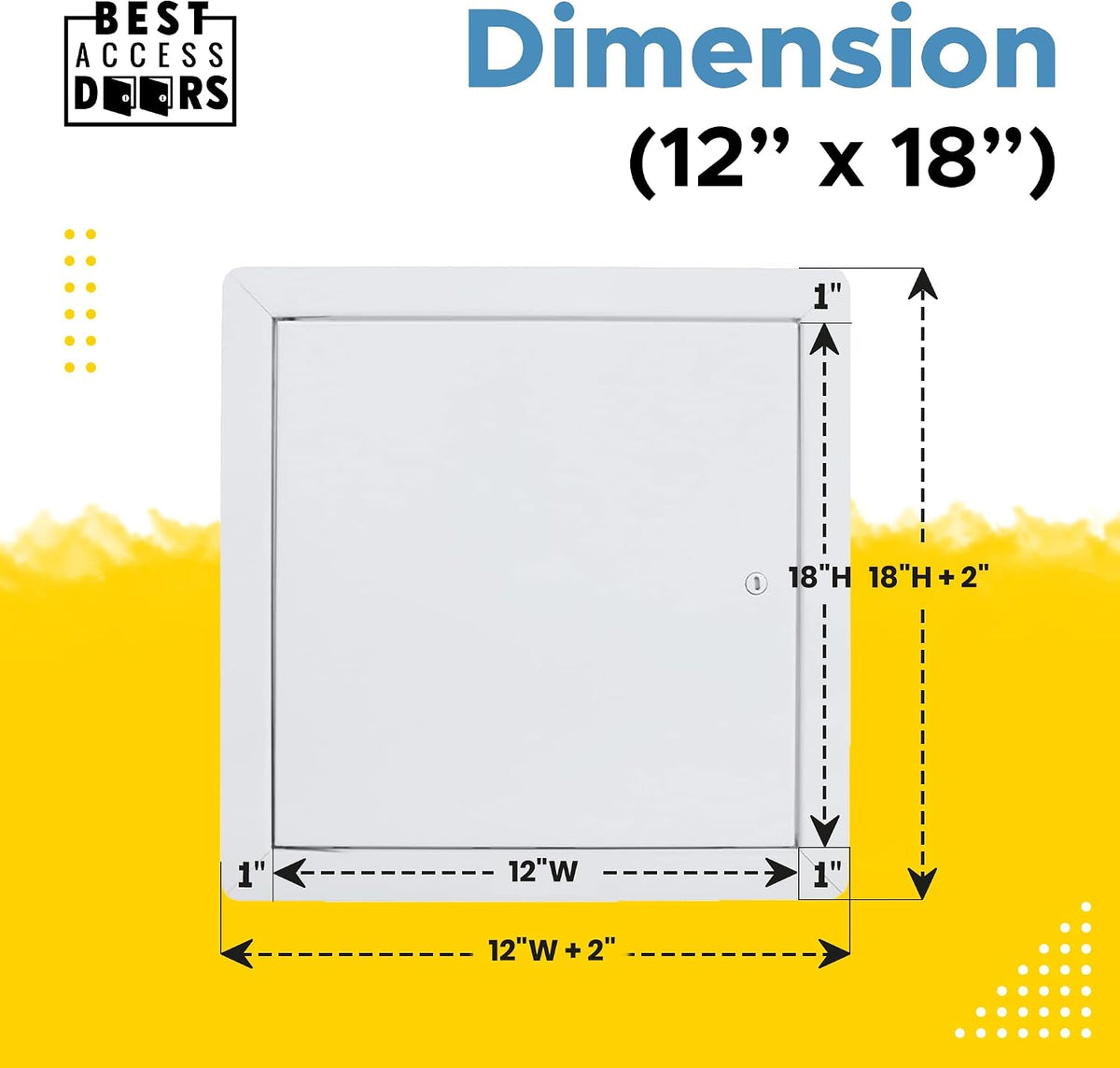 BEST BA-AHD 12' x 18' Metal Access Panel with Concealed Pin Hinge, LEED Compliant 16-Gauge Steel Access Door for Non-Rated Drywall/Ceilings, White Drywall Panel with Rounded Corners, Screwdriver Latch