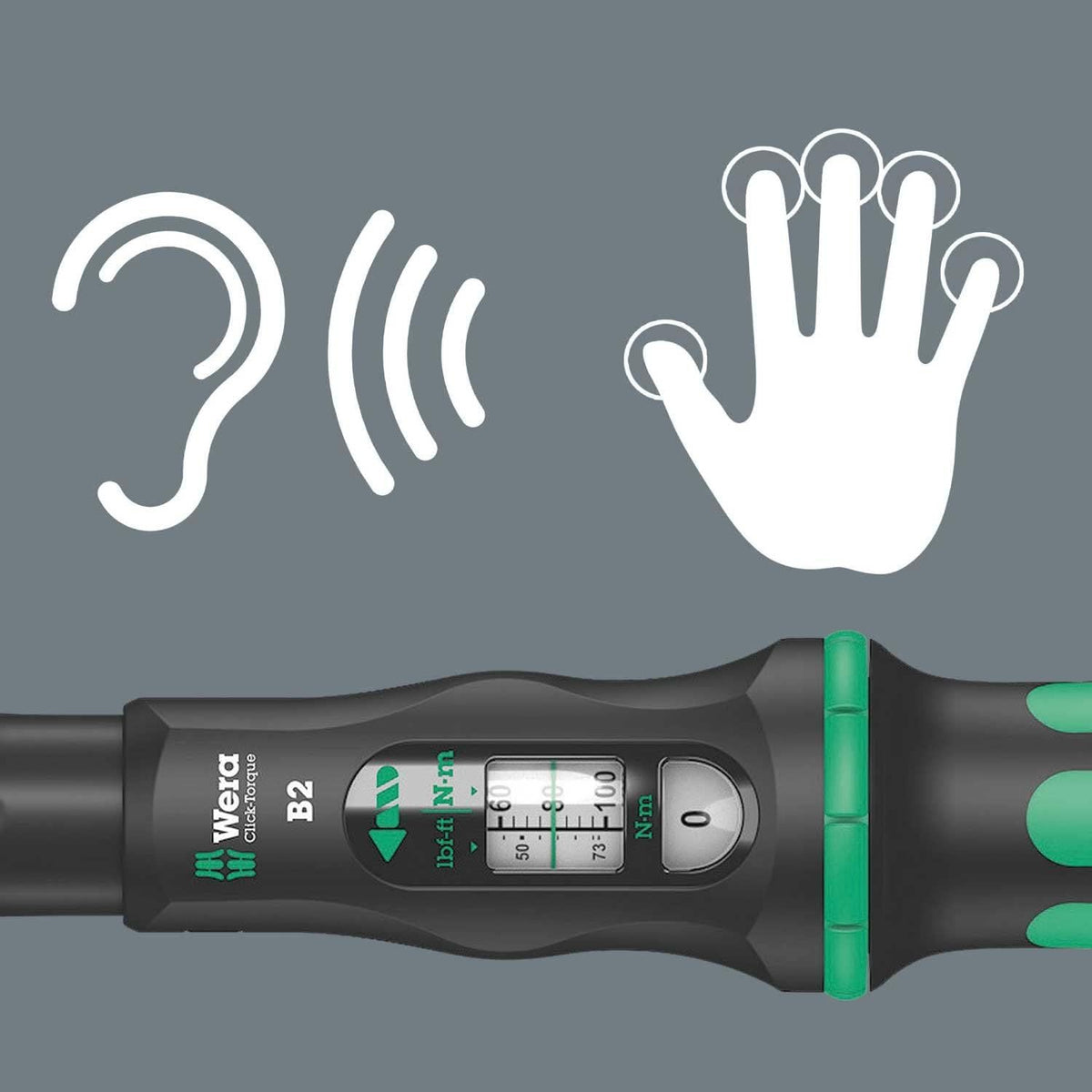 Wera - 5075611001 'Click-Torque B 2 torque wrench with reversible ratchet, 3/8'' x 20-100 Nm', black/green