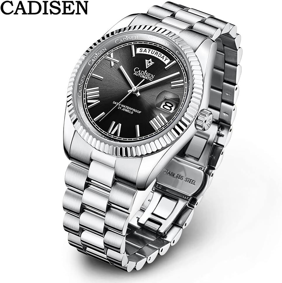 CADISEN Men's Automatic MIYOTA 8285 Mechanical Watch Casual Watches for Men Waterproof Sapphire