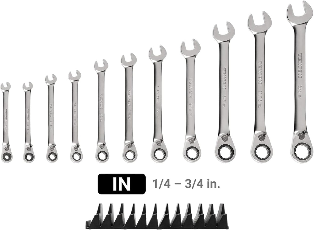 TEKTON Reversible 12-Point Ratcheting Combination Wrench Set with Modular Organizers, 11-Piece (1/4-3/4 in.) | WRC94300