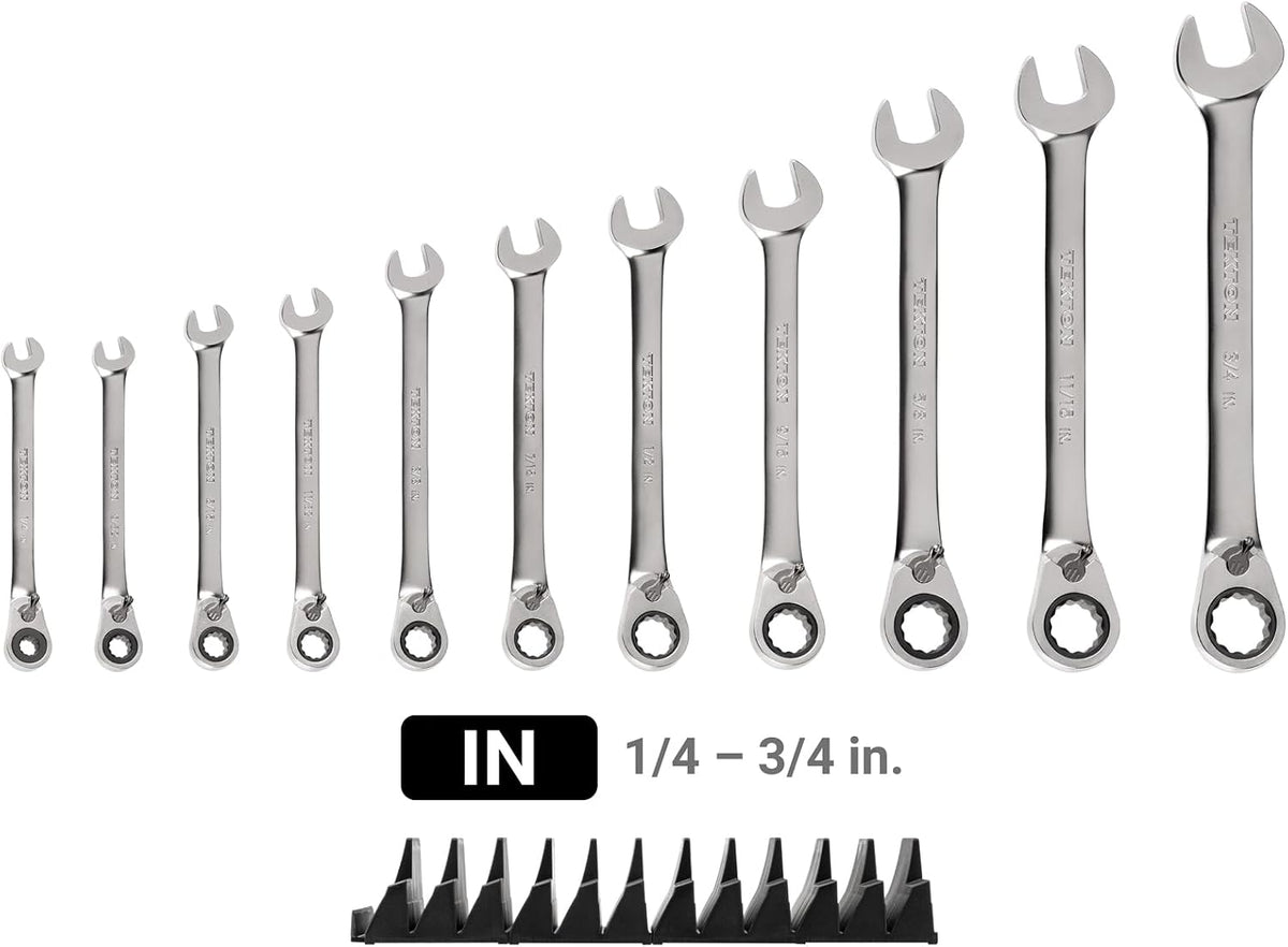 TEKTON Reversible 12-Point Ratcheting Combination Wrench Set with Modular Organizers, 11-Piece (1/4-3/4 in.) | WRC94300