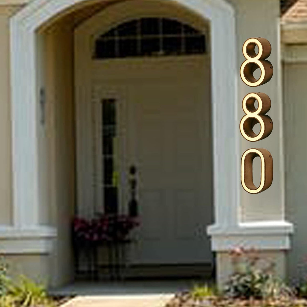 20' Modern Illuminated House Number Sign, Backlit Floating LED House Numbers For Outside, Waterproof Lighted Address Numbers For Home House, Warm Light,Z