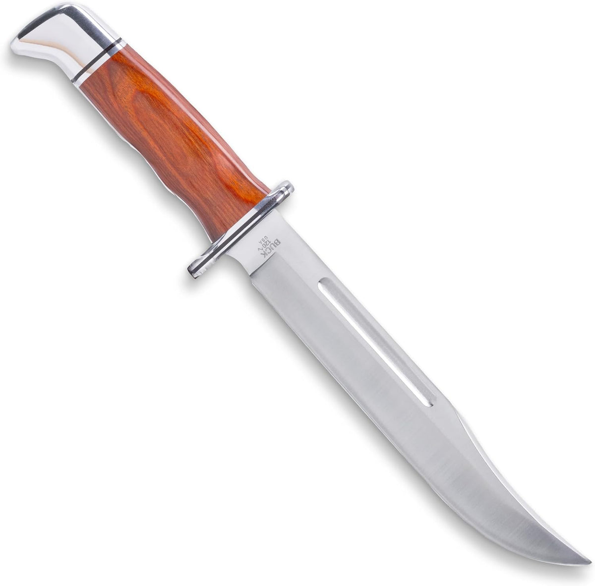 Buck Knives 120 General Hunting Knife, 7-3/8' Fixed Blade, Full Tang Design, DymaLux Cocobolo Heritage Handle, 420HC Stainless Steel Clip Point Blade, Sheath Included, Knife Made in the USA, 8.3 oz
