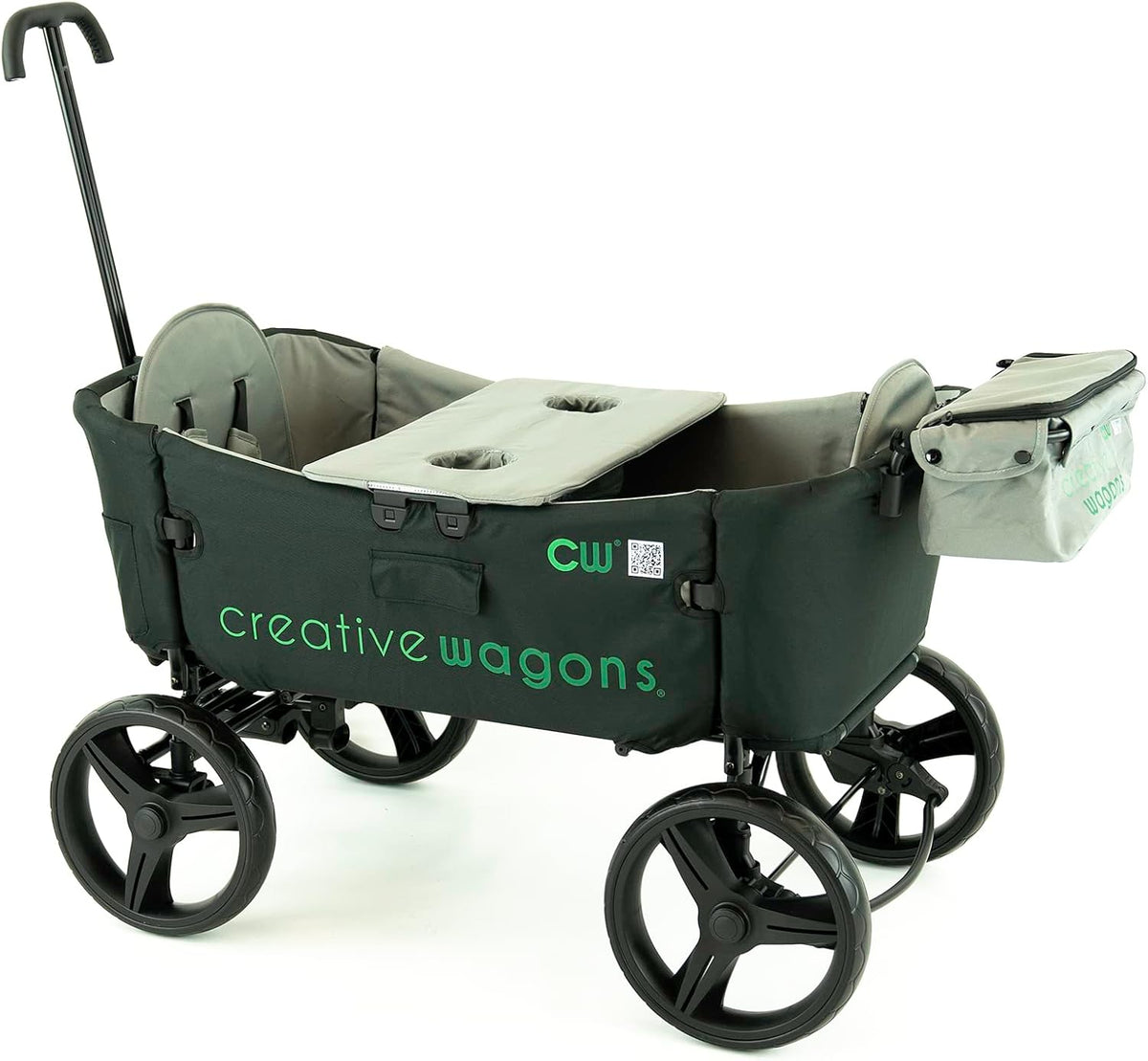 Creative Outdoor Wagon for Kids Push Pull Collapsible Stroller Wagon Buggy Transformable Bench Cart for Kids Cargo All Terrain, Removable Canopy
