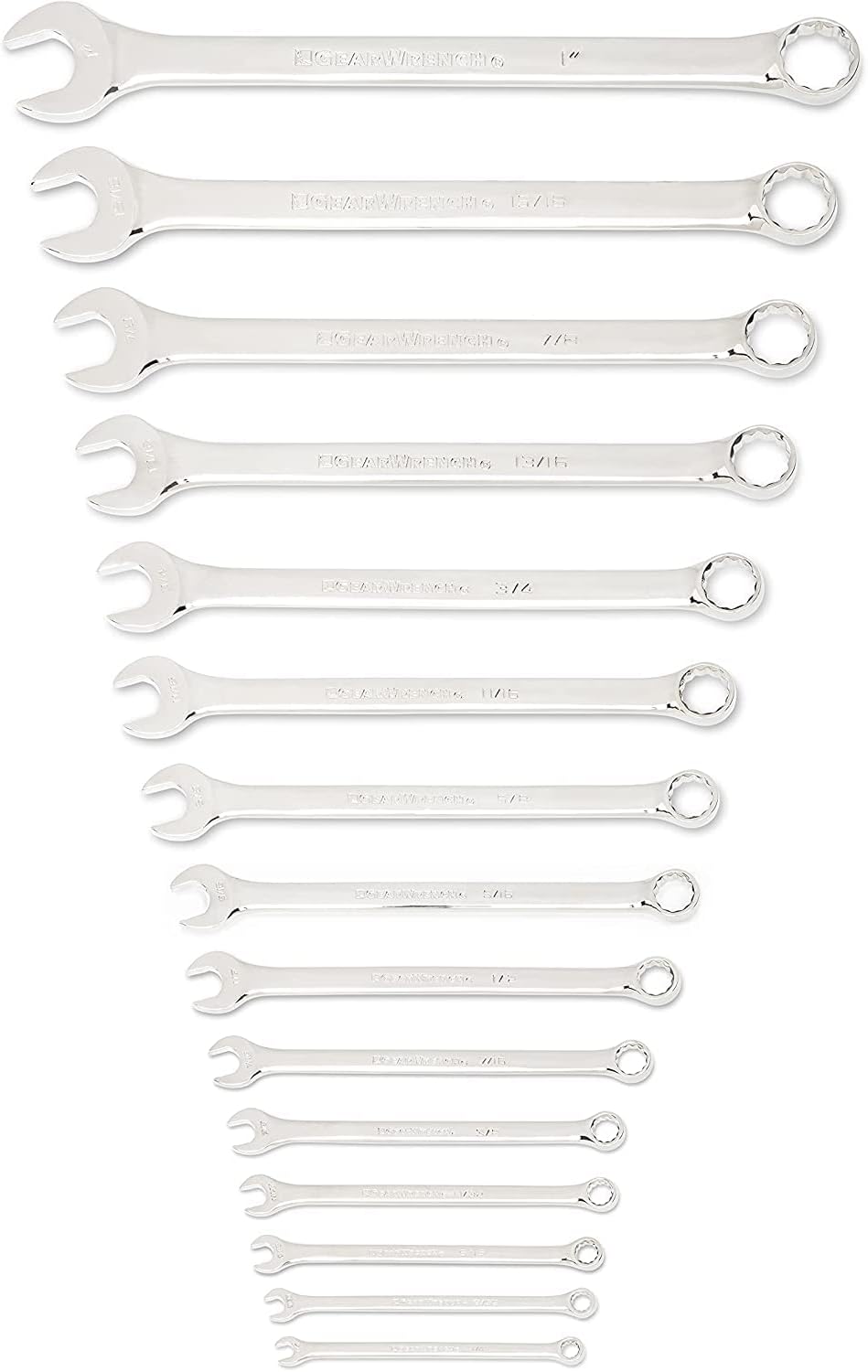 GEARWRENCH 30 Piece 12 Point Long Pattern Combination SAE/Metric Wrench Set with Wrench Racks (1/4-1 in., 8-22 mm) - 81937 (Pack of 2)