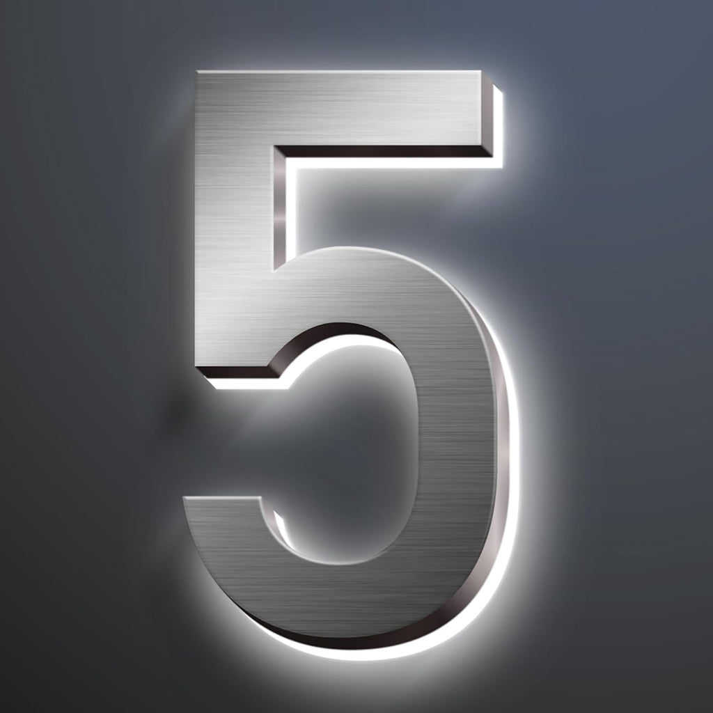 Illuminated Address Sign, House Numbers For Outside LED Illuminated Lighted Address Signs With Waterproof Cover Address Numbers For Street Yard Garden,18 Inch/450mm,W