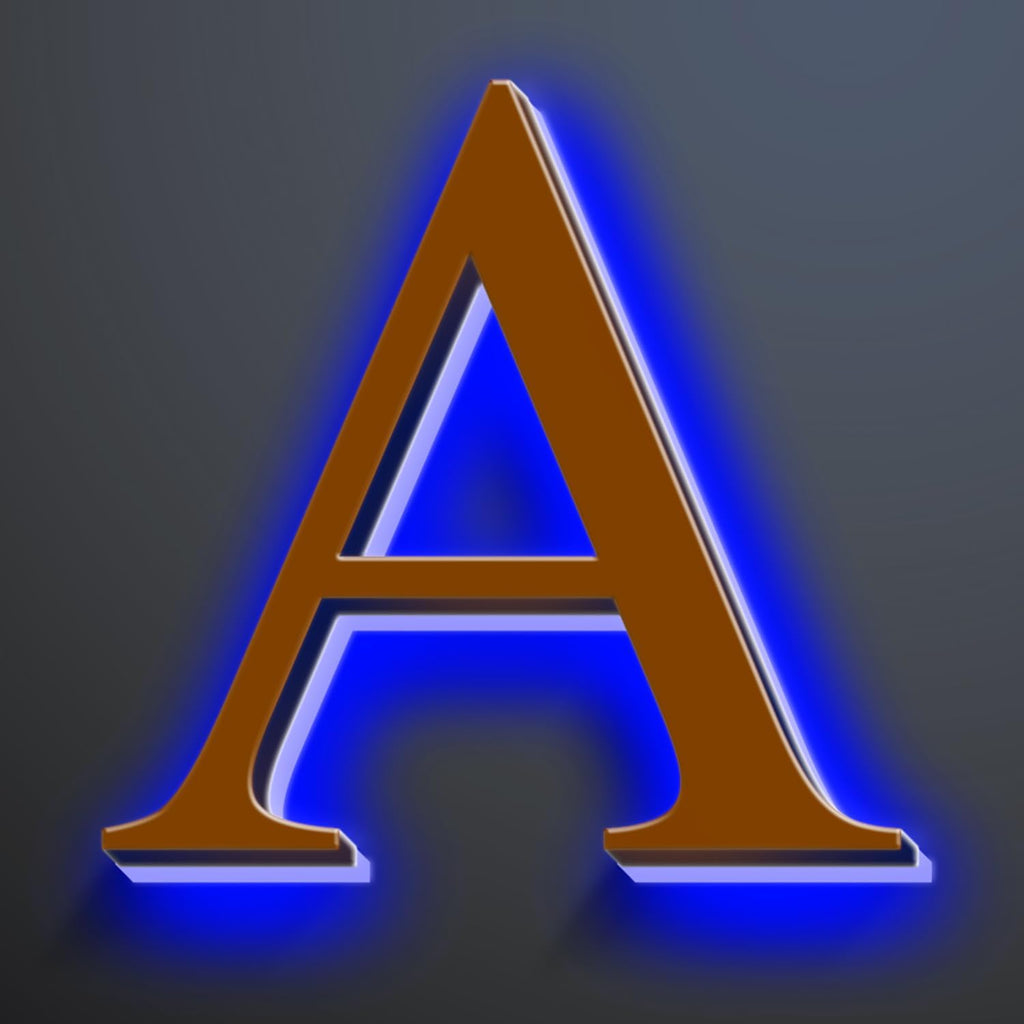 Backlit LED Illuminated House Numbers 18 Inch, Stainless Steel Hand-Polished For House Address Signs, Large Metal Modern Lighted Home Address Numbers, Brown, Blue Light,A
