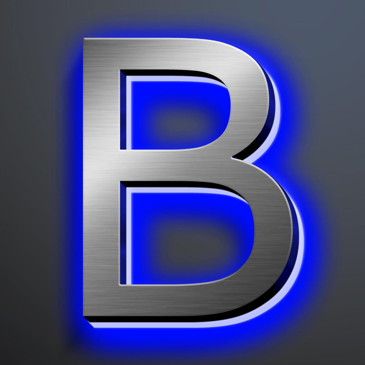 Illuminated Address Number 20 Inch, Backlit Illuminated LED House Number Enhanced Visibility, Modern Stainless Steel Lighted Address Signs, Brushed Silver, Blue Light,B
