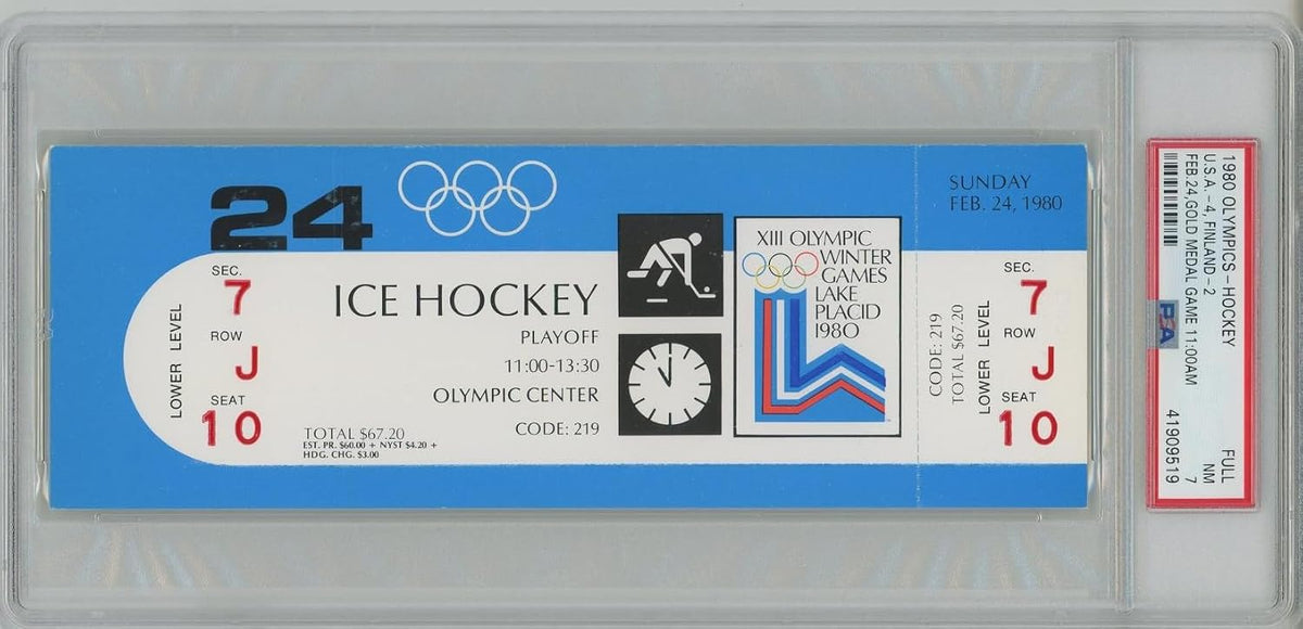1980 Olympic Hockey Gold Medal Game Ticket USA Miracle on Ice PSA 7