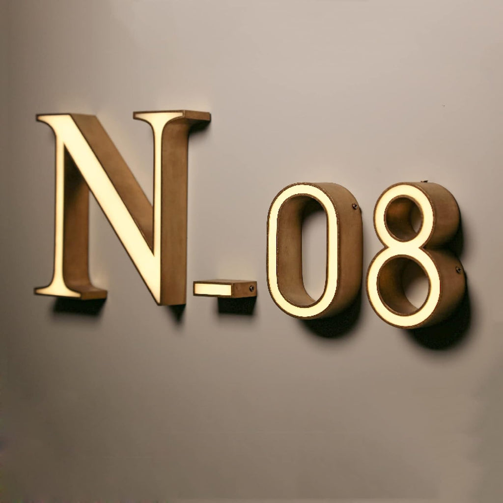 20' Modern Illuminated House Number Sign, Backlit Floating LED House Numbers For Outside, Waterproof Lighted Address Numbers For Home House, Warm Light,E