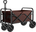 Black Garden Carts,Brown Collapsible Wagon,Beige Coffee Color Sports Outdoor Utility Wagon Folding Bearing 100Kg Garden Wagon Sports Heavy Duty Steel Frame Foldable Yard Car